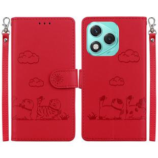 For Honor 400 Lite Cute Cats RFID Leather Phone Case(Red)