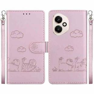 For Honor 400 Global 156.5mm Cute Cats RFID Leather Phone Case(Rose Gold)