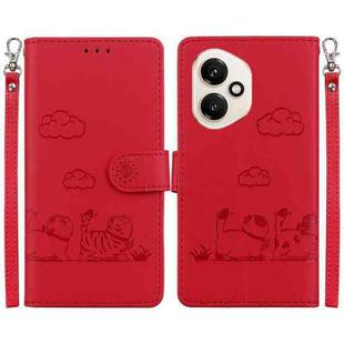 For Honor 400 Global 156.5mm Cute Cats RFID Leather Phone Case(Red)