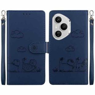For Honor 400 Pro Global 160.8mm Cute Cats RFID Leather Phone Case(Blue)