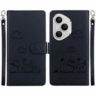 For Honor 400 Pro Global 160.8mm Cute Cats RFID Leather Phone Case(Black)