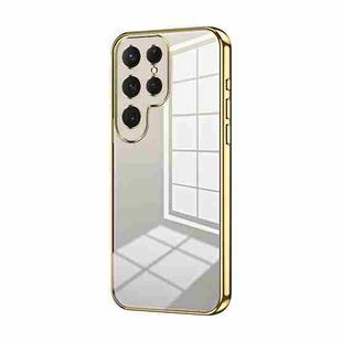 For Samsung Galaxy S25 Ultra 5G Transparent Plating Fine Hole Phone Case(Gold)