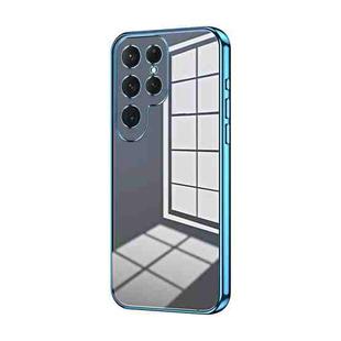 For Samsung Galaxy S25 Ultra 5G Transparent Plating Fine Hole Phone Case(Blue)