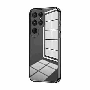 For Samsung Galaxy S25 Ultra 5G Transparent Plating Fine Hole Phone Case(Black)