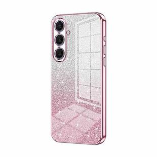 For Samsung Galaxy S25+ 5G Gradient Glitter Powder Electroplated Phone Case(Pink)
