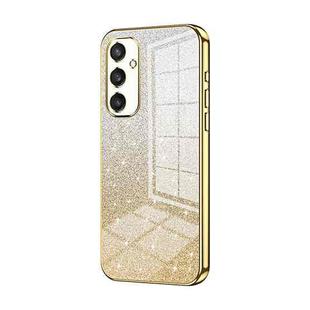 For Samsung Galaxy S25 5G Gradient Glitter Powder Electroplated Phone Case(Gold)
