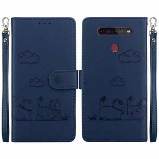 For LG K41S / K51S Cute Cats RFID Leather Phone Case(Blue)