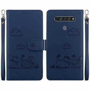 For LG K61 Cute Cats RFID Leather Phone Case(Blue)