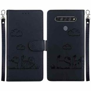 For LG K61 Cute Cats RFID Leather Phone Case(Black)