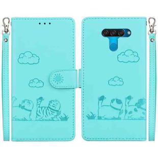 For LG K50 / Q60 Cute Cats RFID Leather Phone Case(Green)