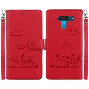 For LG K50 / Q60 Cute Cats RFID Leather Phone Case(Red)