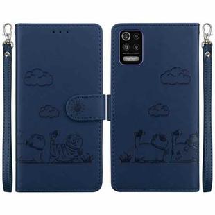 For LG K52 / K62 / Q52 Cute Cats RFID Leather Phone Case(Blue)