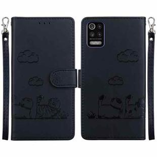 For LG K52 / K62 / Q52 Cute Cats RFID Leather Phone Case(Black)