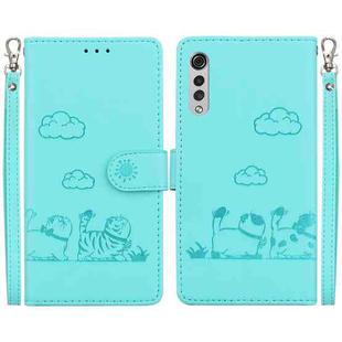 For LG Velvet / G9 4G / G9 5G  Cute Cats RFID Leather Phone Case(Green)