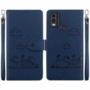 For Nokia C22 Cute Cats RFID Leather Phone Case(Blue)