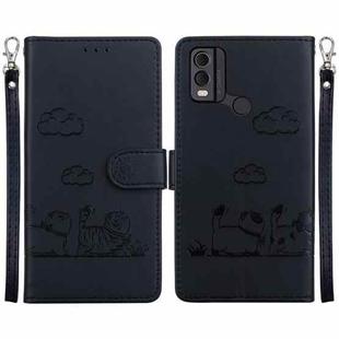 For Nokia C22 Cute Cats RFID Leather Phone Case(Black)