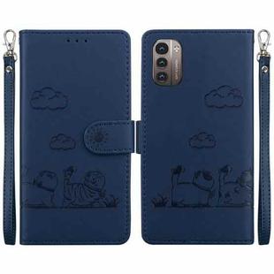 For Nokia G21 / G11 Cute Cats RFID Leather Phone Case(Blue)