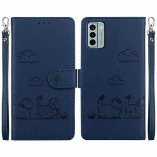 For Nokia G22 Cute Cats RFID Leather Phone Case(Blue)