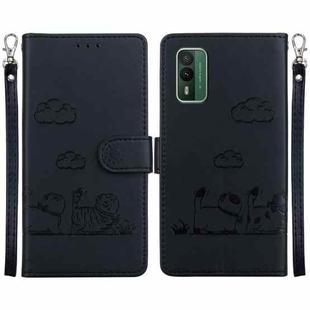 For Nokia XR21 Cute Cats RFID Leather Phone Case(Black)