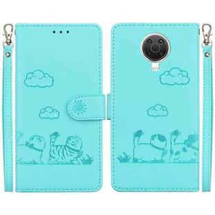 For Nokia G10 / G20 Cute Cats RFID Leather Phone Case(Green)