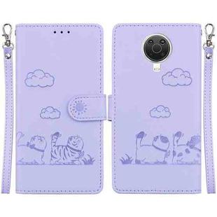 For Nokia G10 / G20 Cute Cats RFID Leather Phone Case(Purple)