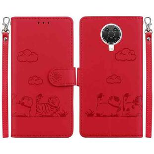 For Nokia G10 / G20 Cute Cats RFID Leather Phone Case(Red)