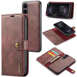 For Samsung Galaxy S25 Edge 5G DG.MING Crazy Horse Texture Detachable Magnetic Leather Case(Red)