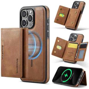 For iPhone 15 Pro Max DG.MING MAGKING-K2 Series MagSafe RFID Card Bag Detachable Phone Case(Brown)