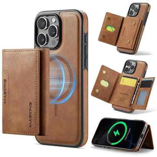 For iPhone 16 Pro Max DG.MING MAGKING-K2 Series MagSafe RFID Card Bag Detachable Phone Case(Brown)