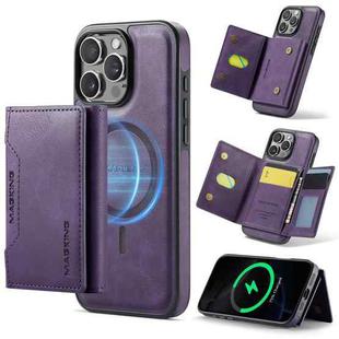 For iPhone 16 Pro Max DG.MING MAGKING-K2 Series MagSafe RFID Card Bag Detachable Phone Case(Purple)