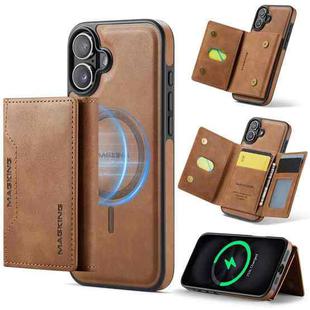 For iPhone 16 Plus DG.MING MAGKING-K2 Series MagSafe RFID Card Bag Detachable Phone Case(Brown)