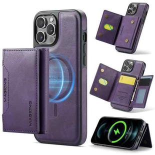 For iPhone 12 Pro Max DG.MING MAGKING-K2 Series MagSafe RFID Card Bag Detachable Phone Case(Purple)