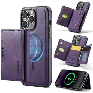 For iPhone 13 Pro Max DG.MING MAGKING-K2 Series MagSafe RFID Card Bag Detachable Phone Case(Purple)