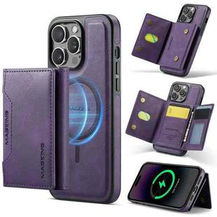 For iPhone 13 Pro DG.MING MAGKING-K2 Series MagSafe RFID Card Bag Detachable Phone Case(Purple)