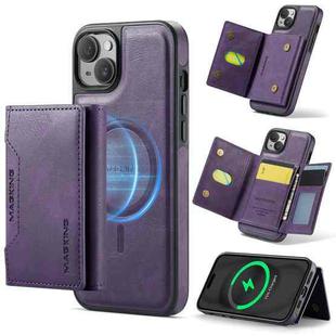 For iPhone 13 DG.MING MAGKING-K2 Series MagSafe RFID Card Bag Detachable Phone Case(Purple)