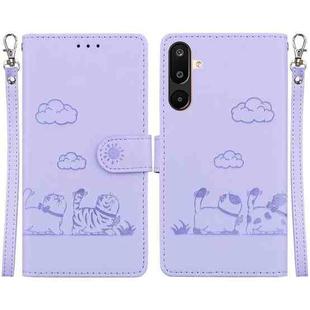 For Samsung Galaxy M16 5G / F16 5G / M36 5G Cute Cats RFID Leather Phone Case(Purple)