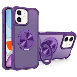 For iPhone 11 CD Texture 360 Degree Rotating Holder MagSafe Phone Case(Purple)