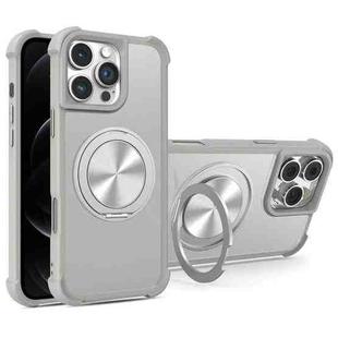 For iPhone 12 / 12 Pro CD Texture 360 Degree Rotating Holder MagSafe Phone Case(Grey)