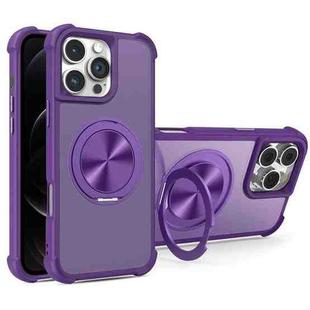 For iPhone 12 / 12 Pro CD Texture 360 Degree Rotating Holder MagSafe Phone Case(Purple)