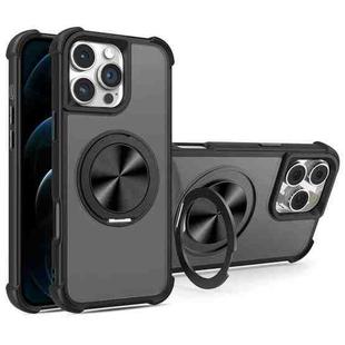 For iPhone 12 Pro Max CD Texture 360 Degree Rotating Holder MagSafe Phone Case(Black)