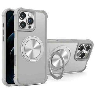 For iPhone 12 Pro Max CD Texture 360 Degree Rotating Holder MagSafe Phone Case(Grey)