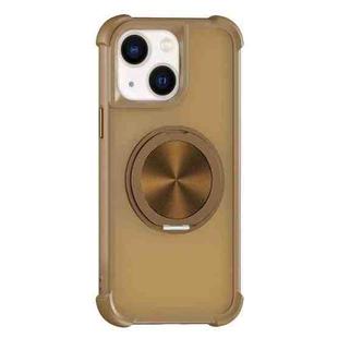 For iPhone 14 / 13 CD Texture 360 Degree Rotating Holder MagSafe Phone Case(Desert Gold)