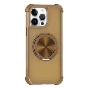 For iPhone 13 Pro CD Texture 360 Degree Rotating Holder MagSafe Phone Case(Desert Gold)