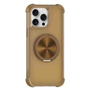 For iPhone 15 Pro CD Texture 360 Degree Rotating Holder MagSafe Phone Case(Desert Gold)