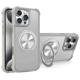 For iPhone 15 Pro Max CD Texture 360 Degree Rotating Holder MagSafe Phone Case(Grey)