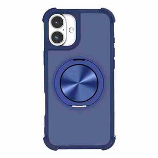 For iPhone 16 Plus CD Texture 360 Degree Rotating Holder MagSafe Phone Case(Blue)