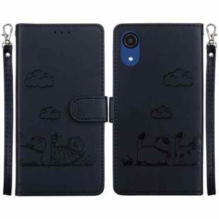 For Samsung Galaxy A03 Core Cute Cats RFID Leather Phone Case(Black)