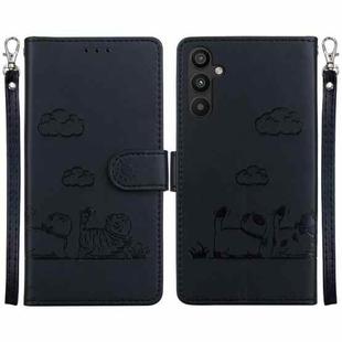 For Samsung Galaxy A35 5G Cute Cats RFID Leather Phone Case(Black)