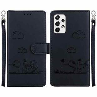 For Samsung Galaxy A73 5G Cute Cats RFID Leather Phone Case(Black)