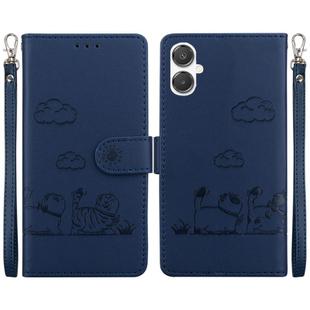 For Samsung Galaxy A25 5G / A25e JP Edition Cute Cats RFID Leather Phone Case(Blue)